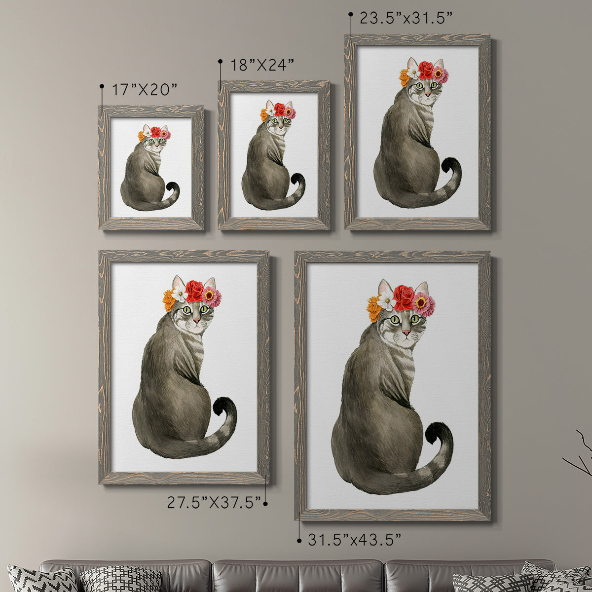 Flower Crown Cats I - Premium Framed Canvas 2 Piece Set - Ready to Hang