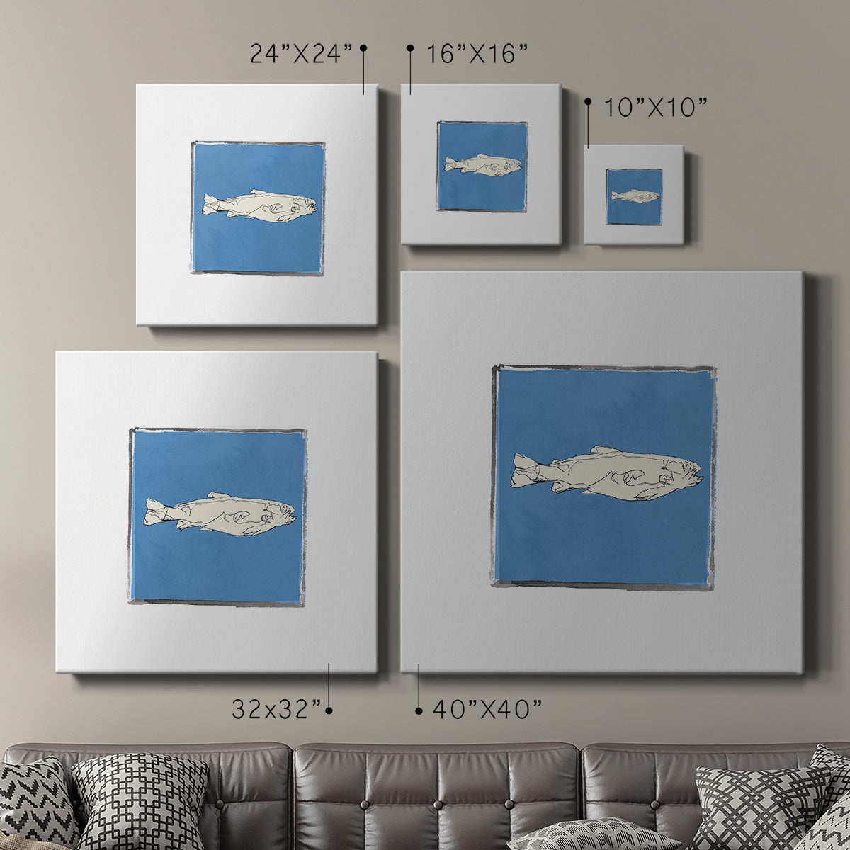 Block Print Fish IX-Premium Gallery Wrapped Canvas - Ready to Hang