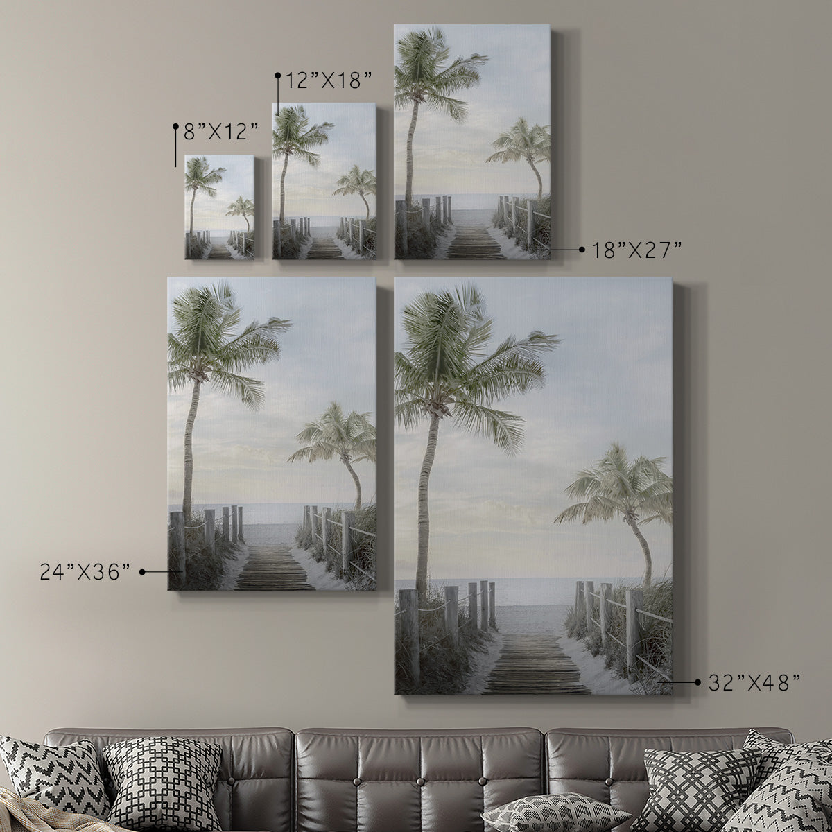 Palm Walk Premium Gallery Wrapped Canvas - Ready to Hang