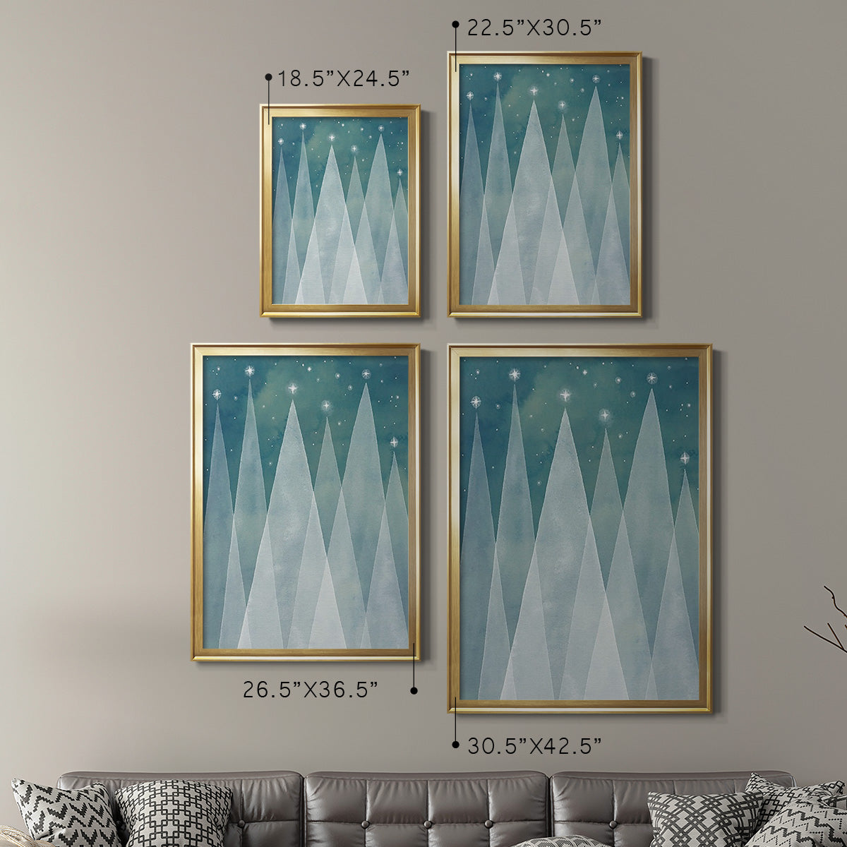 Mod Evergreens II - Modern Framed Canvas Print