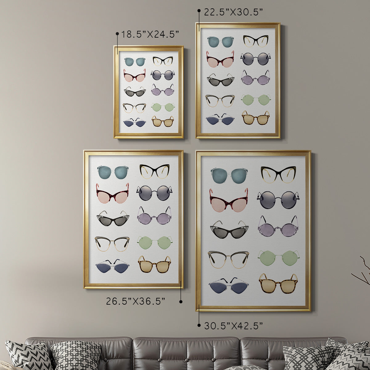 Vintage Glasses I - Modern Framed Canvas Print