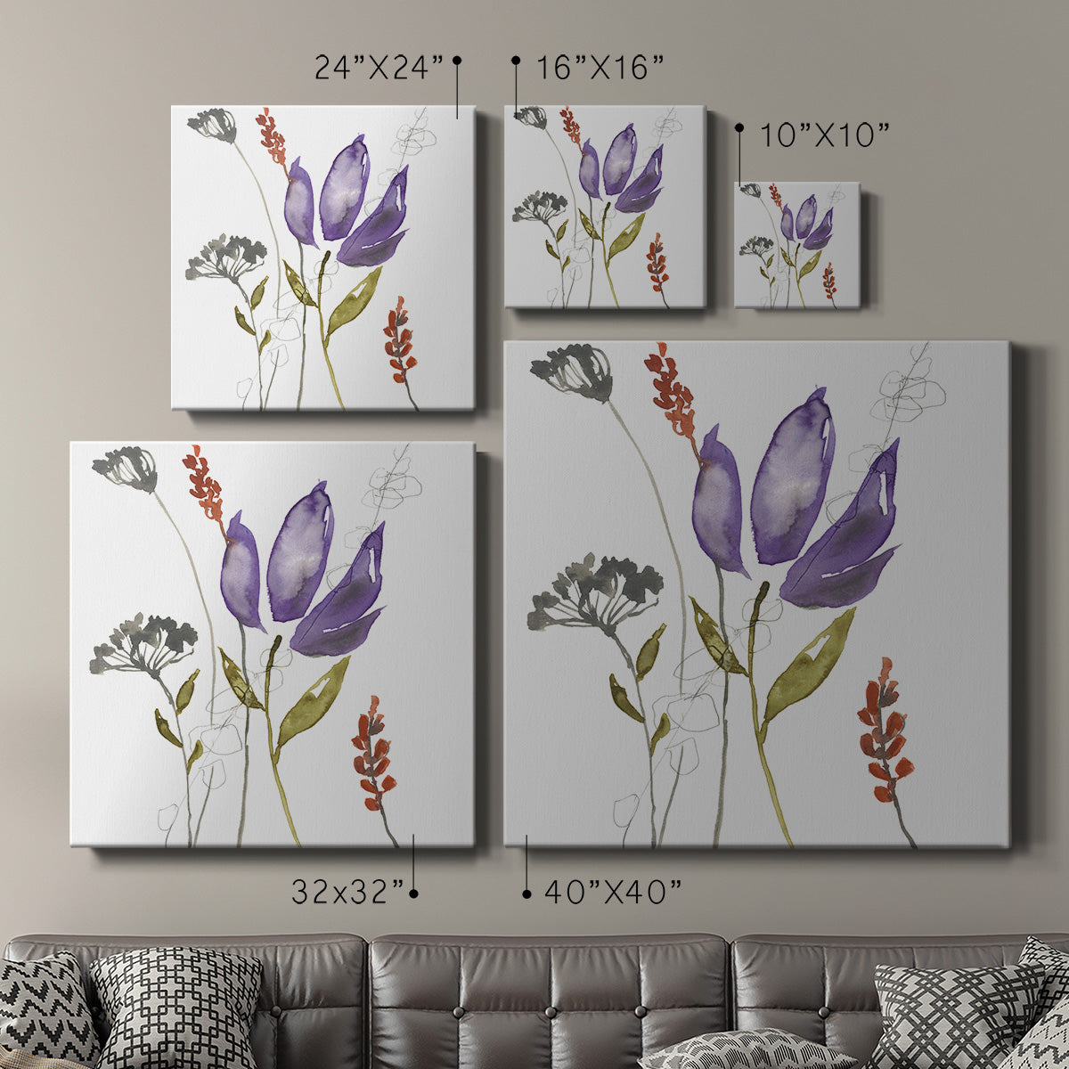 Ultraviolet Bouquet I-Premium Gallery Wrapped Canvas - Ready to Hang