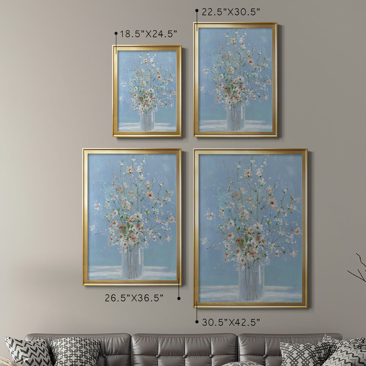 Cherry Blossom Arrangement - Modern Framed Canvas Print