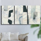 Three-panel canvas wall art featuring interwoven icy abstract linear forms, displayed in a living room above a sofa.