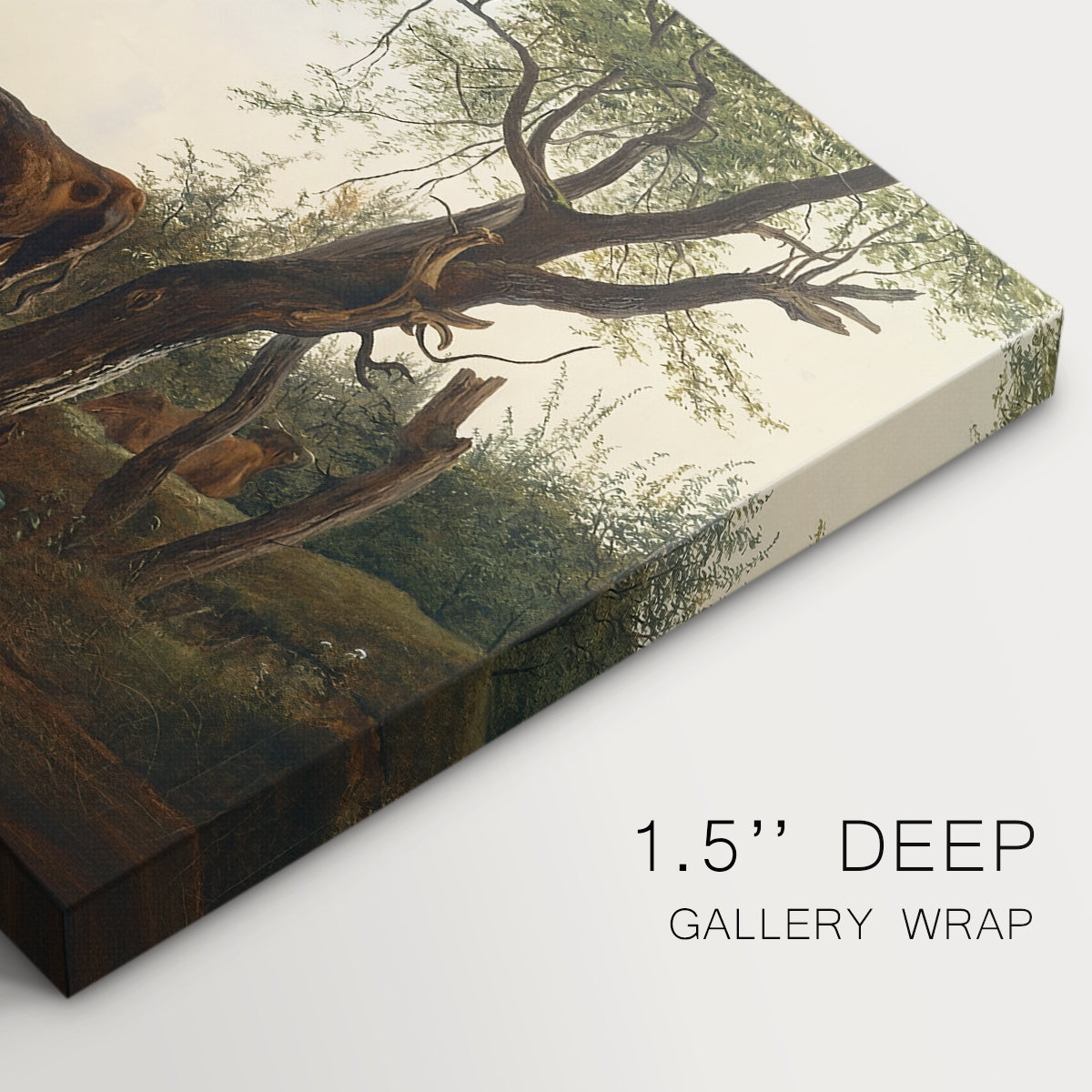 Canvas art print of a shepherd standing beside goat in countryside, highlighting texture and gallery-wrapped edges