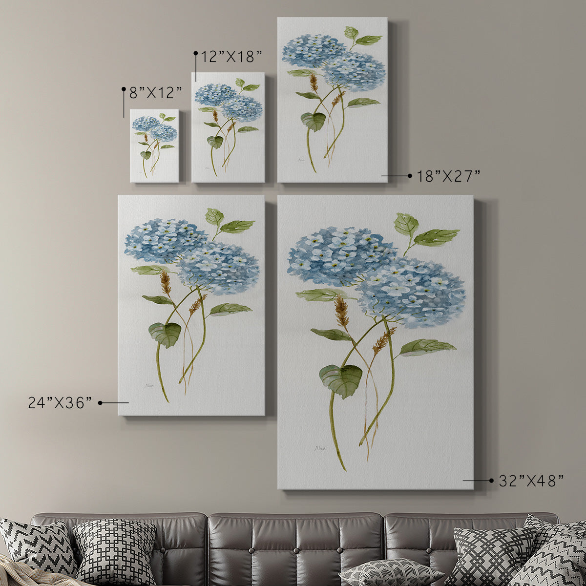 Petite Blue Hydrangea II Premium Gallery Wrapped Canvas - Ready to Hang