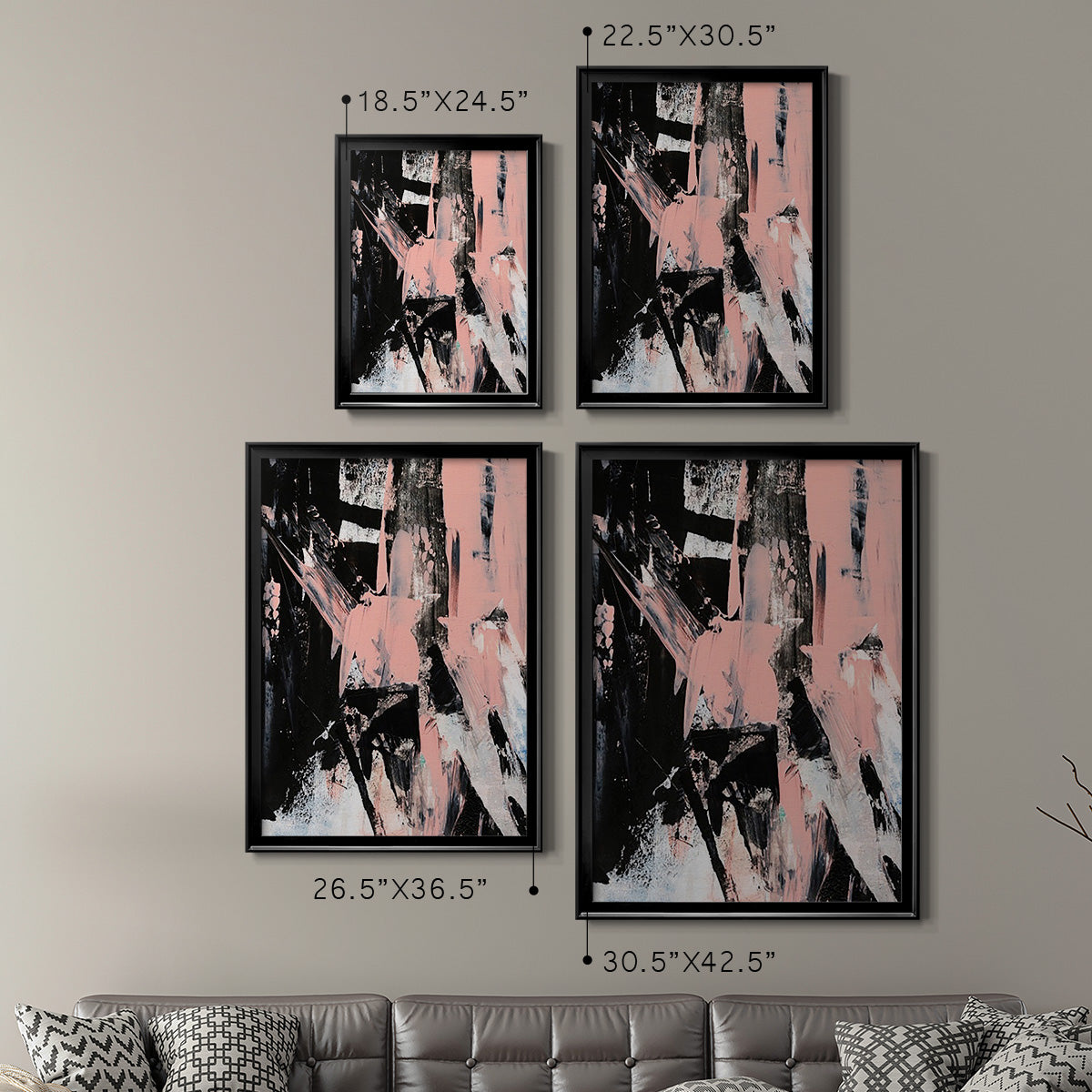 Black & Blush II - Modern Framed Canvas Print