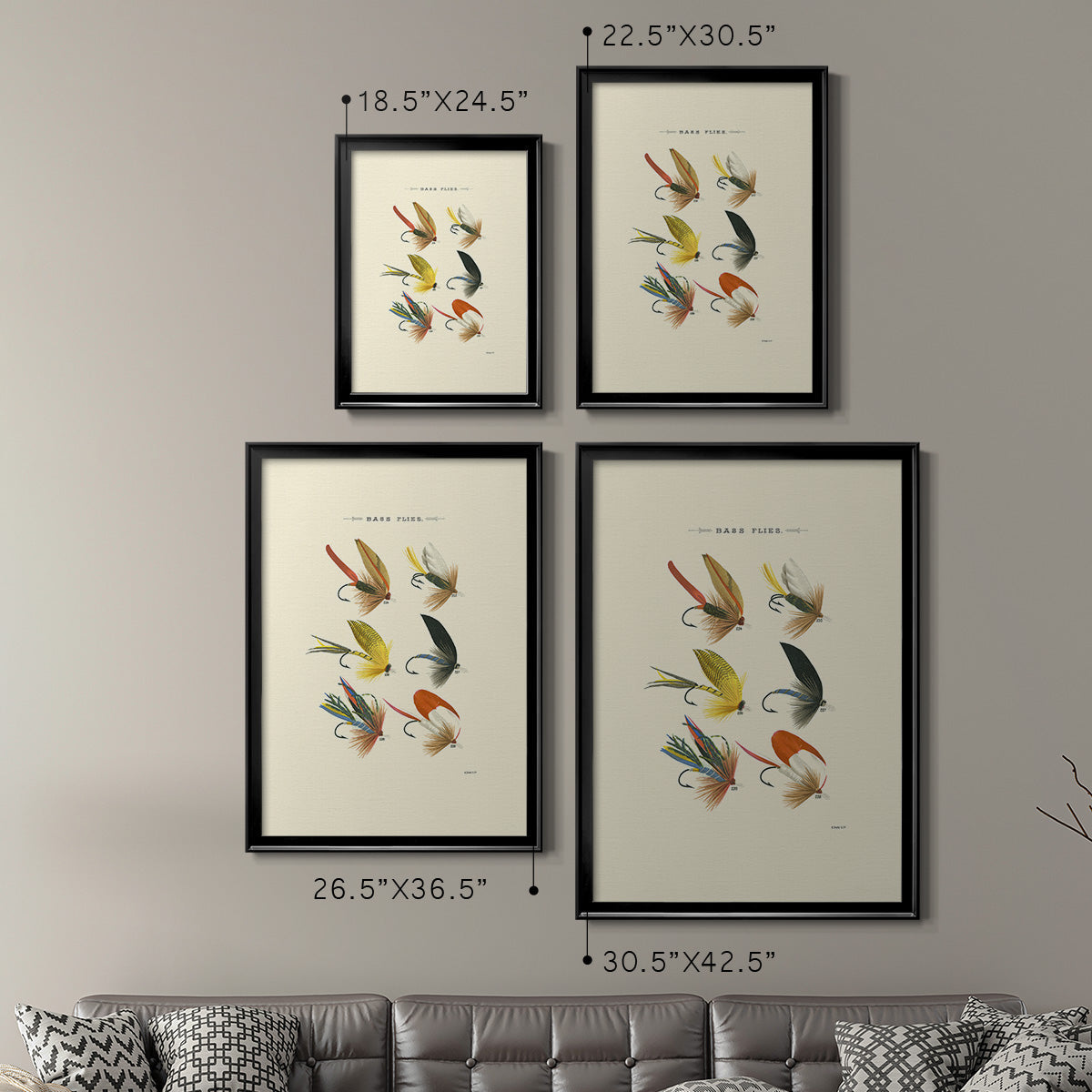 Bass Flies I - Modern Framed Canvas Print