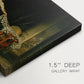 Canvas art print of an intimate interior scene with couple sharing a secret kiss, highlighting texture and gallery-wrapped edges
