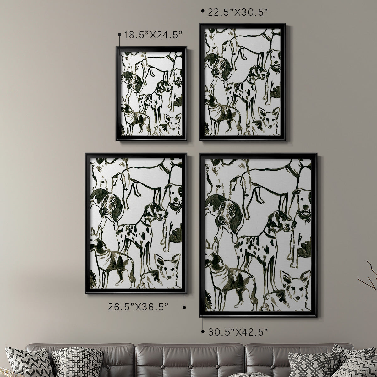 Canine Collage II - Modern Framed Canvas Print
