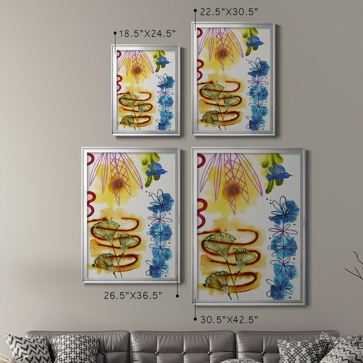 Flower Power I - Modern Framed Canvas Print