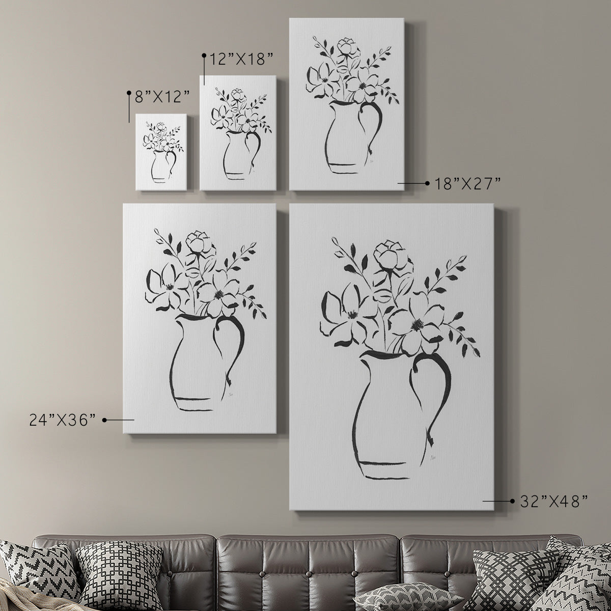 Sketchy Bouquet II - Canvas Art Print