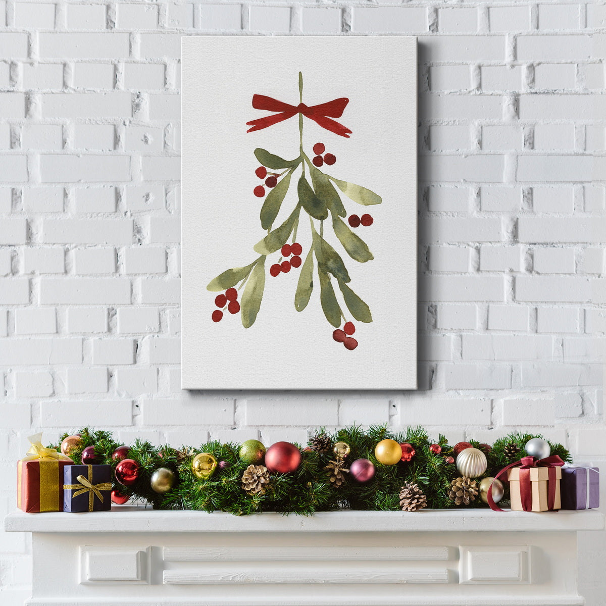 Mistletoe Bow I Premium Gallery Wrapped Canvas - Ready to Hang