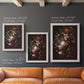 Classical floral still life painting by Jan van Huysum in an ornate weathered white frame shown in multiple vertical size options.