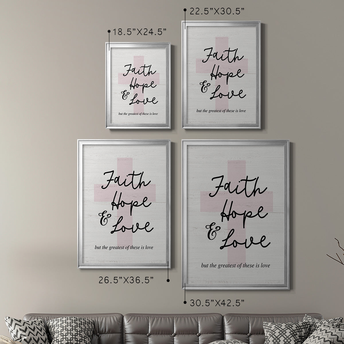 Faith Hope and Love Cross - Modern Framed Canvas Print