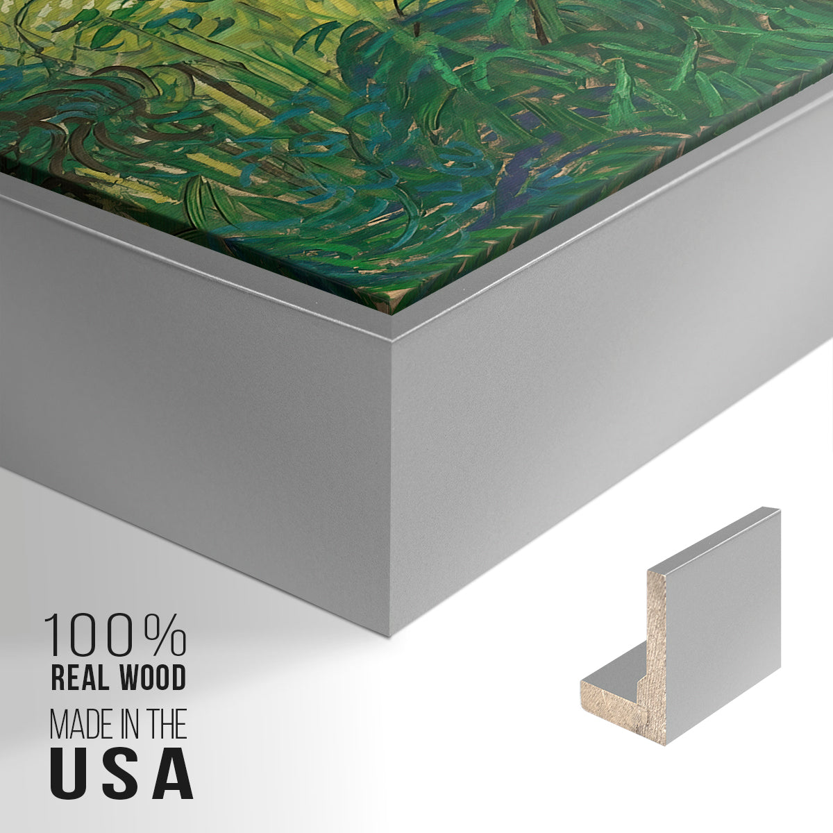 Green Wheat Field with Cypress, 1889 - Floater Framed Canvas Print