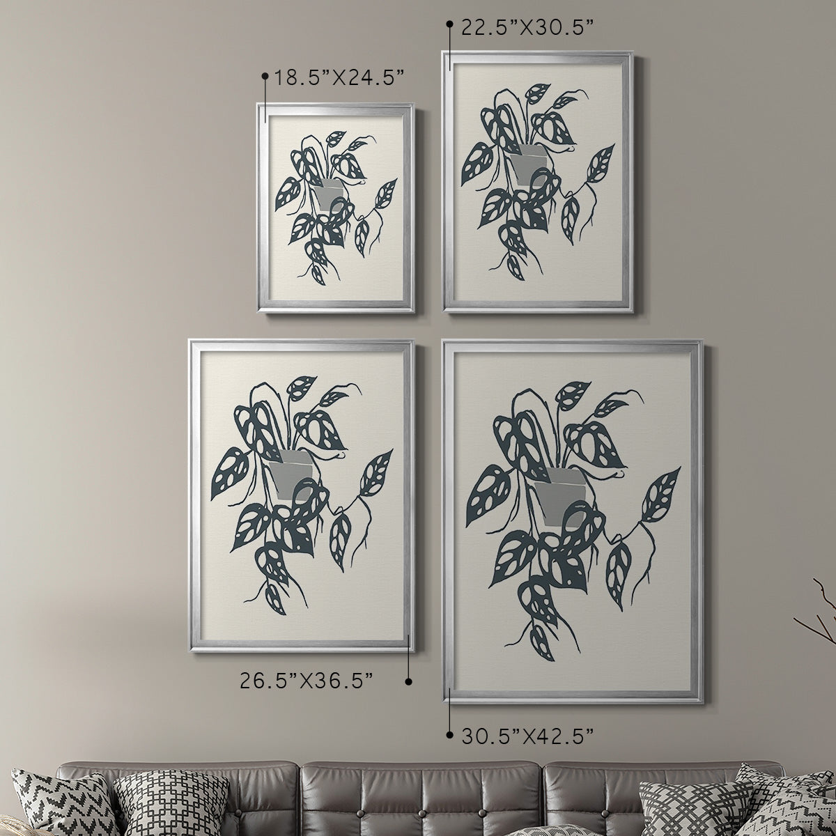 Growing Leaves VI - Modern Framed Canvas Print