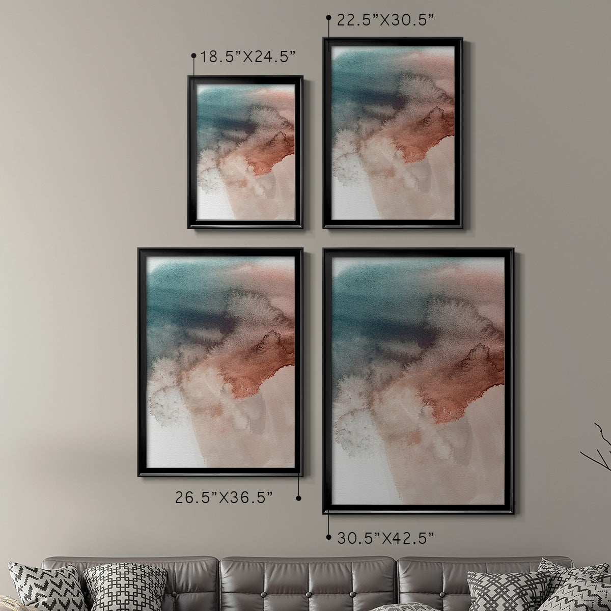 Red Ochre Abstract III - Modern Framed Canvas Print