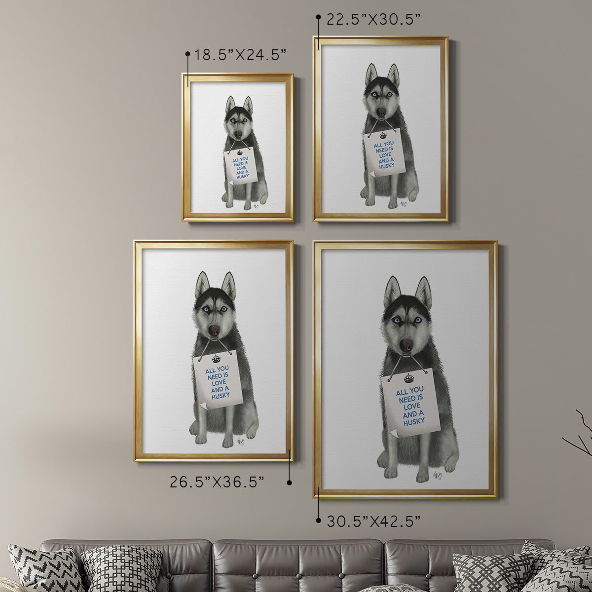 Love and Husky - Modern Framed Canvas Print