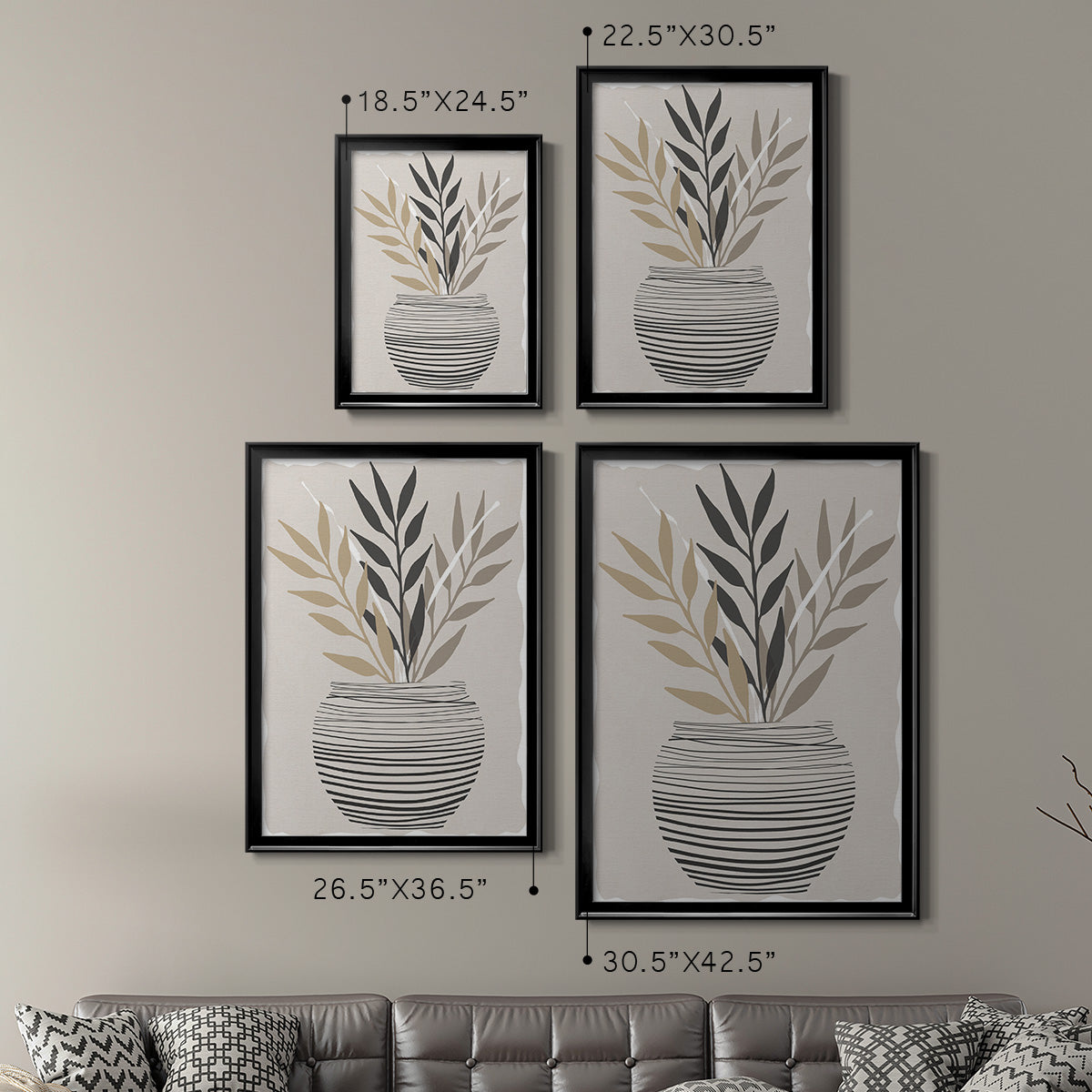 Palm Arrangement I - Modern Framed Canvas Print