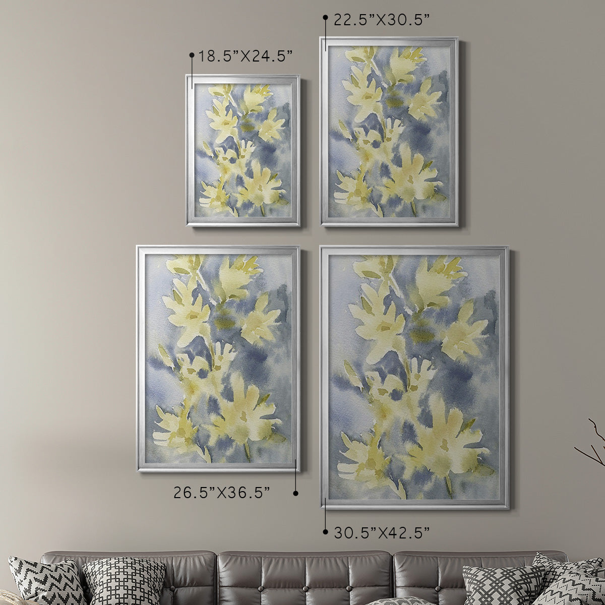 Forsythia Blooms I - Modern Framed Canvas Print