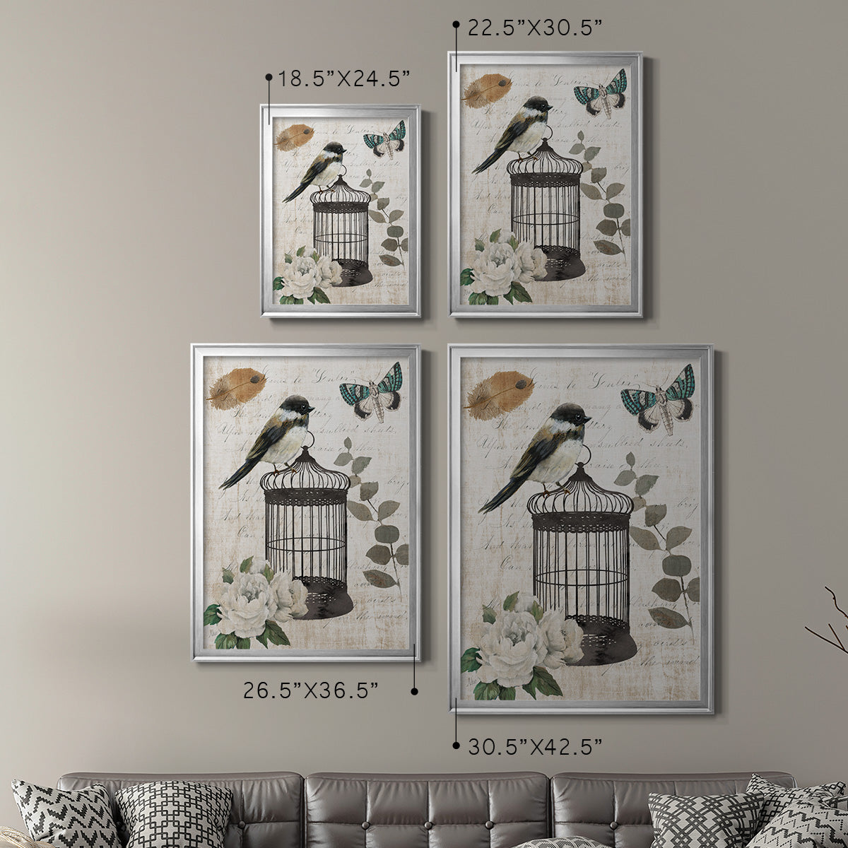 Vintage Menagerie I - Modern Framed Canvas Print