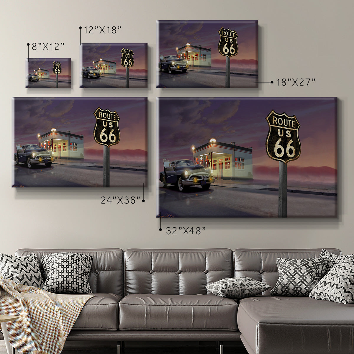 Route 66 Premium Gallery Wrapped Canvas - Ready to Hang