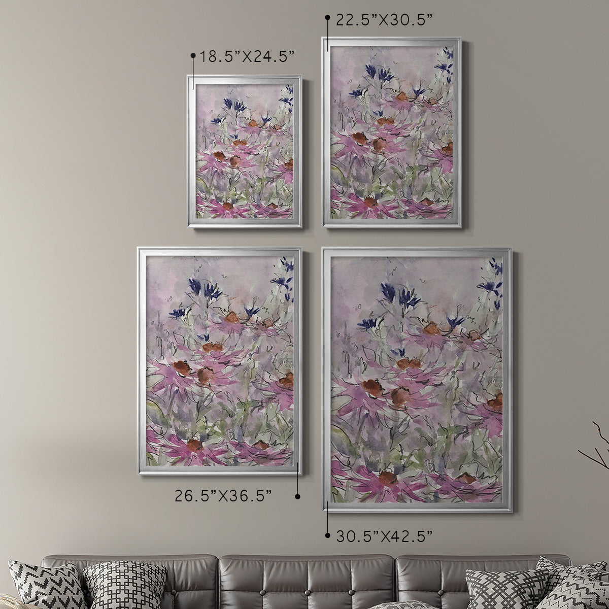 Floral Entertainment II - Modern Framed Canvas Print