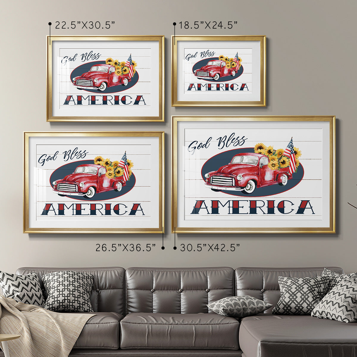God Bless America Truck - Modern Framed Art Print