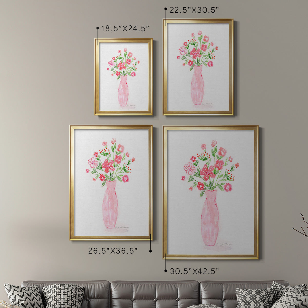 Boho Pinwheel Bouquet I - Modern Framed Canvas Print