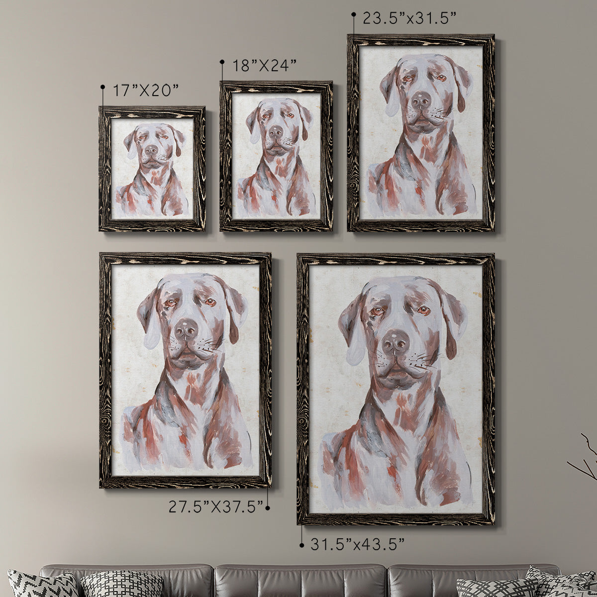 Sitting Dog I - Premium Framed Canvas 2 Piece Set - Ready to Hang