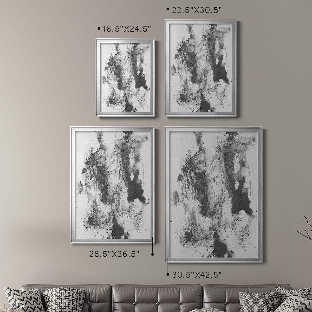 Graphite Abstract III - Modern Framed Canvas Print