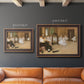 Impressionist dance class interior scene by Edgar Degas in an ornate bronzed mahogany wood frame shown in multiple size options.