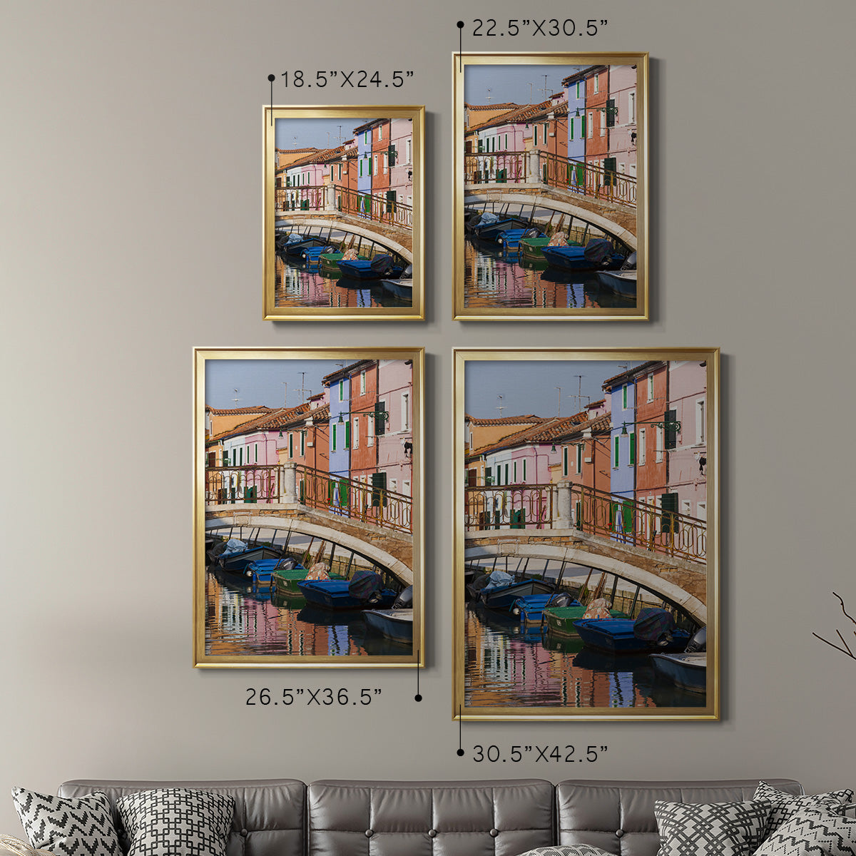 Colorful Canal - Modern Framed Canvas Print