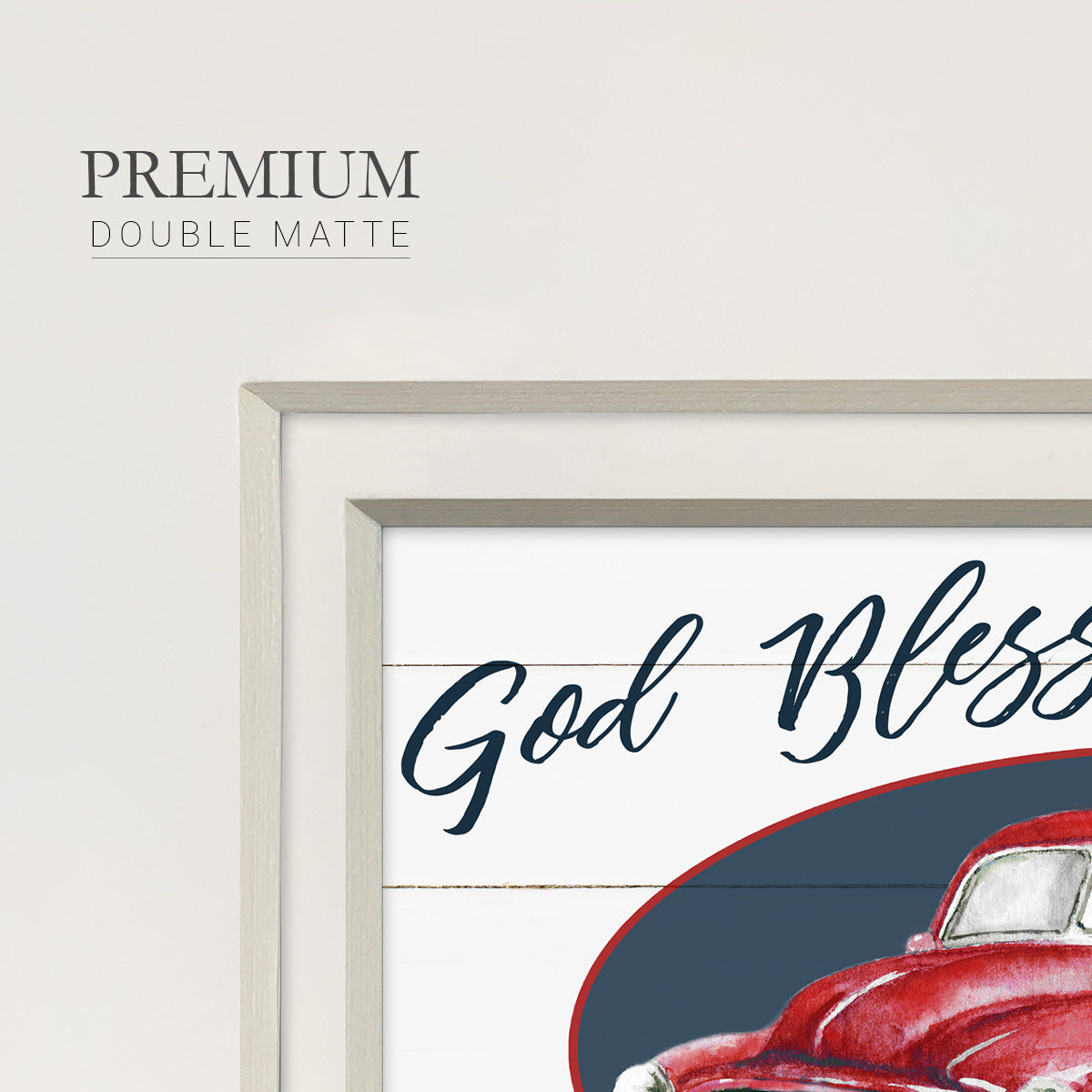 God Bless America Truck Premium Framed Print Double Matboard