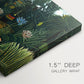 Canvas art print of a reclining nude woman surrounded by dense jungle plants and animals, highlighting texture and gallery-wrapped edges