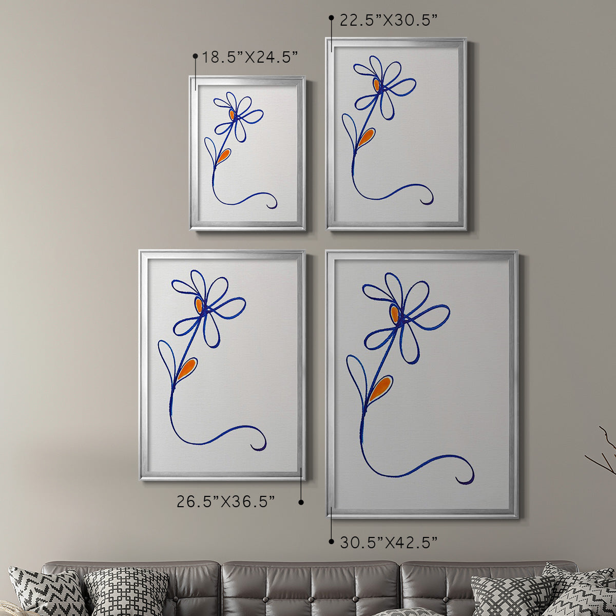 Wobbly Blooms I - Modern Framed Canvas Print