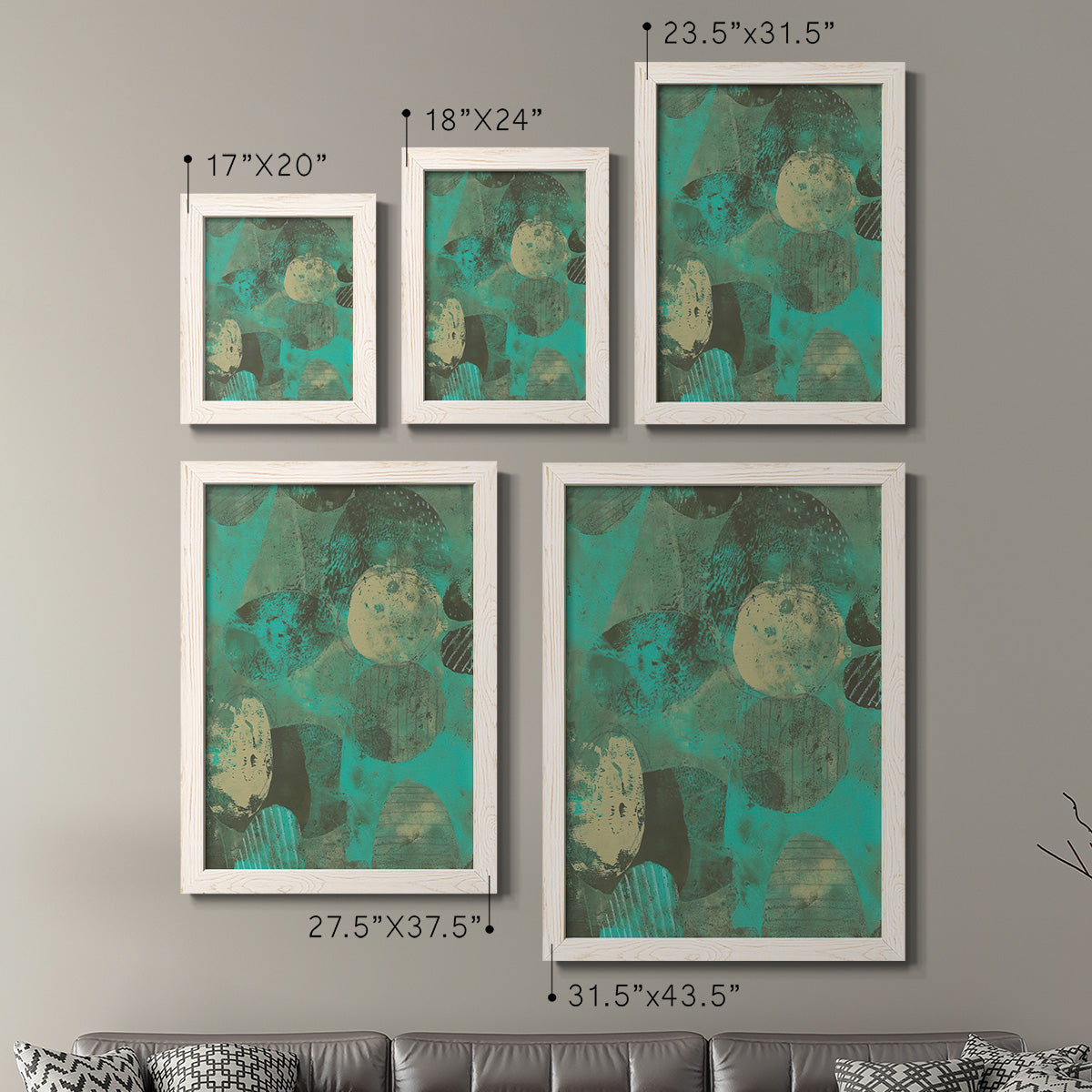 Minty Green Orbs I - Premium Framed Canvas 2 Piece Set - Ready to Hang