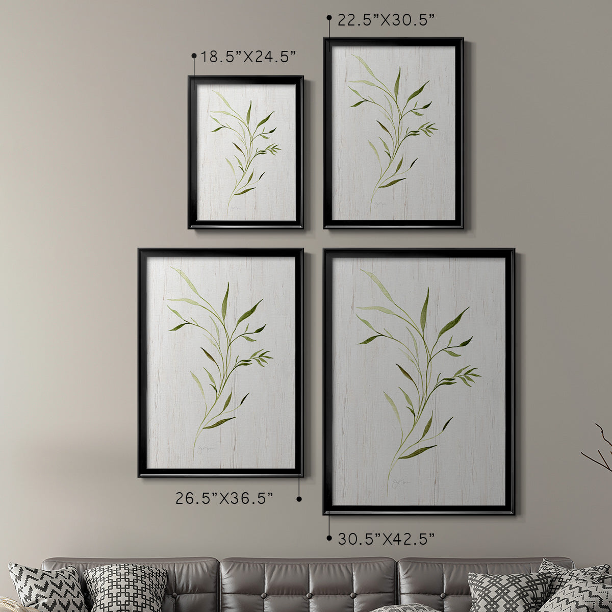 Windblown Leaves II - Modern Framed Canvas Print