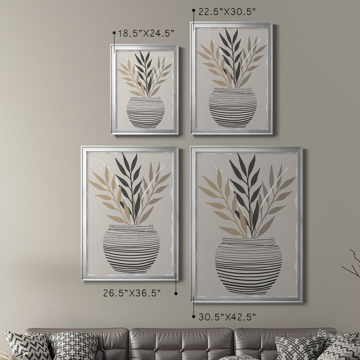 Palm Arrangement I - Modern Framed Canvas Print