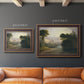 Romantic autumn landscape along the Hudson River by Thomas Doughty in an ornate bronzed mahogany wood frame shown in multiple size options.