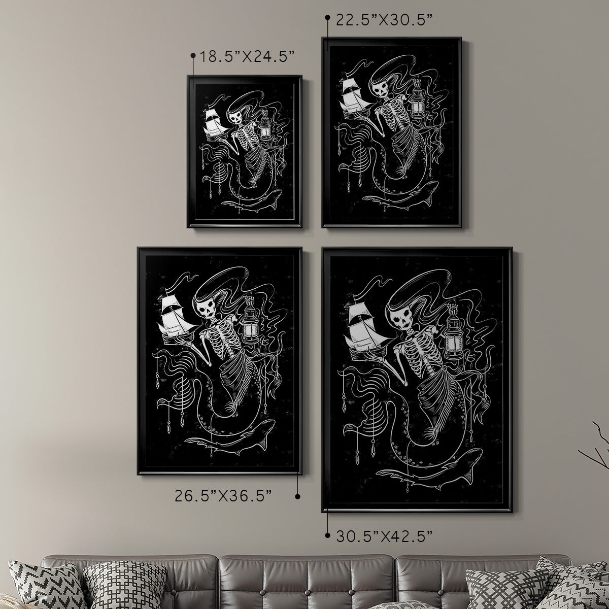 Pirate Mermaids I - Modern Framed Canvas Print