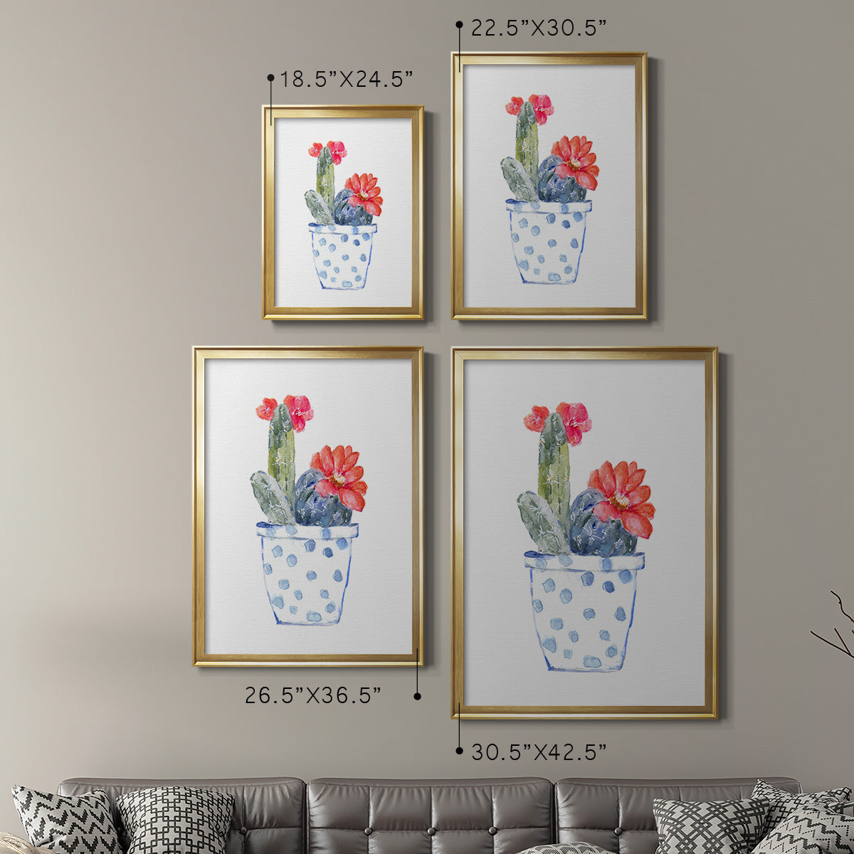 Cactus and Succulent Blooms II - Modern Framed Canvas Print