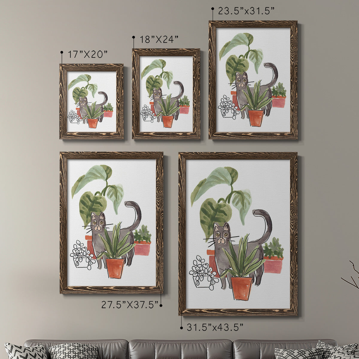 Purrfect Plants I - Premium Framed Canvas 2 Piece Set - Ready to Hang