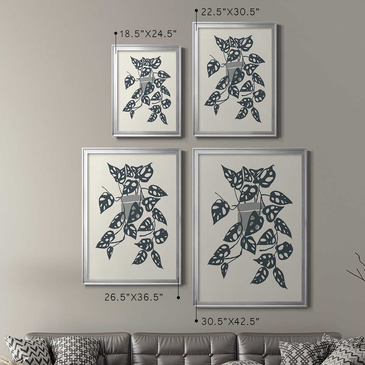 Growing Leaves II - Modern Framed Canvas Print
