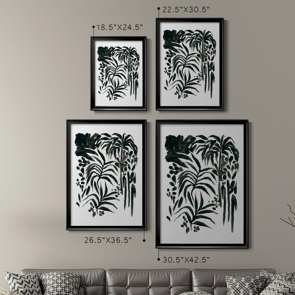Ink Jungle I - Modern Framed Canvas Print