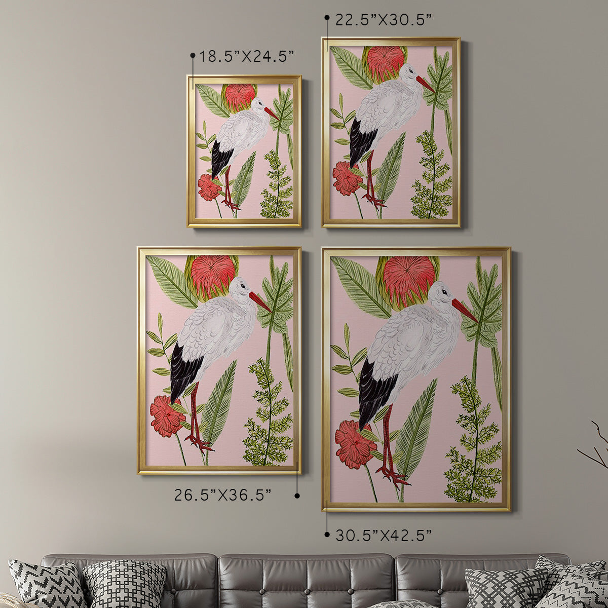 Birds in Motion IV - Modern Framed Canvas Print