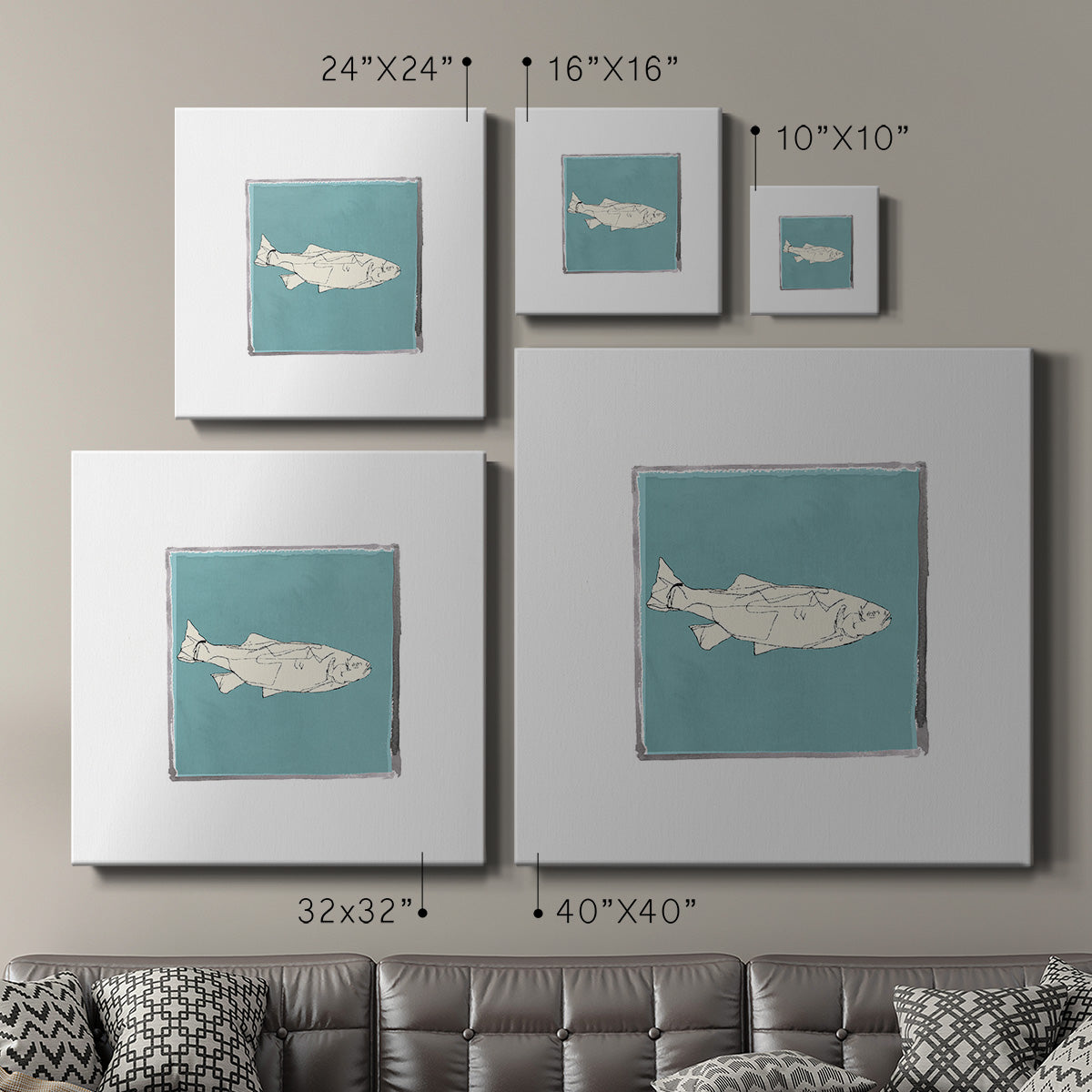 Block Print Fish VIII-Premium Gallery Wrapped Canvas - Ready to Hang