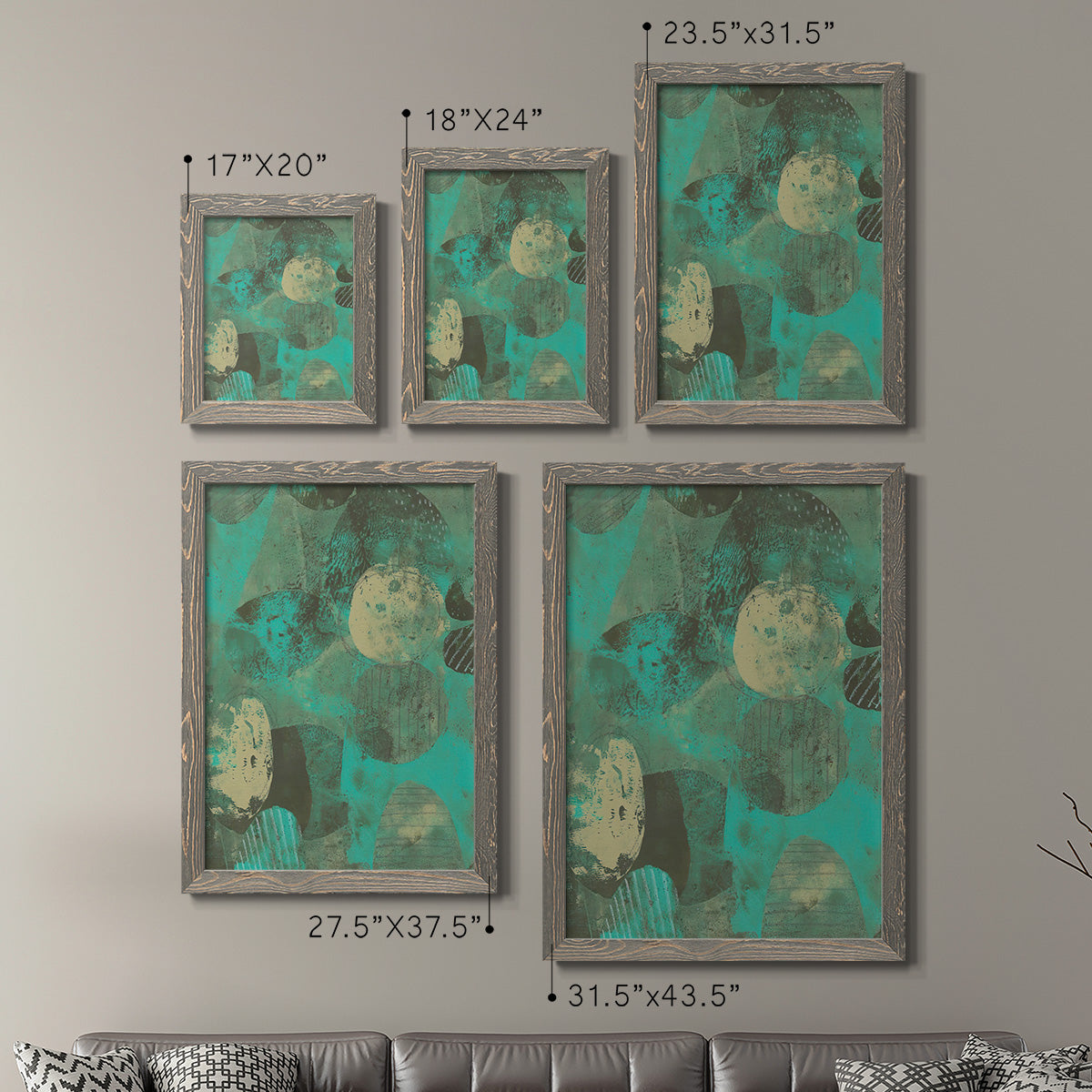 Minty Green Orbs I - Premium Framed Canvas 2 Piece Set - Ready to Hang