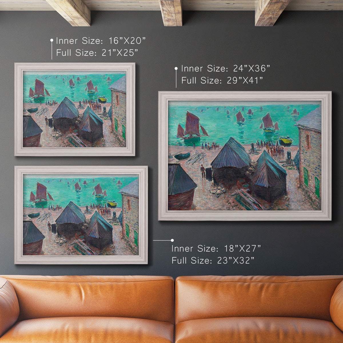 The Departure of the Boats Etretat - Ornate Framed Canvas Print